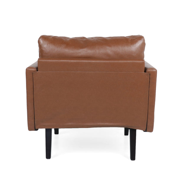 English Elm Christopher Knight Home® - CLUB Chair Light Brown Faux Leather Mid-Century Modern Accent Seat with Tapered Birch Legs, Cozy Retreat 71813.00