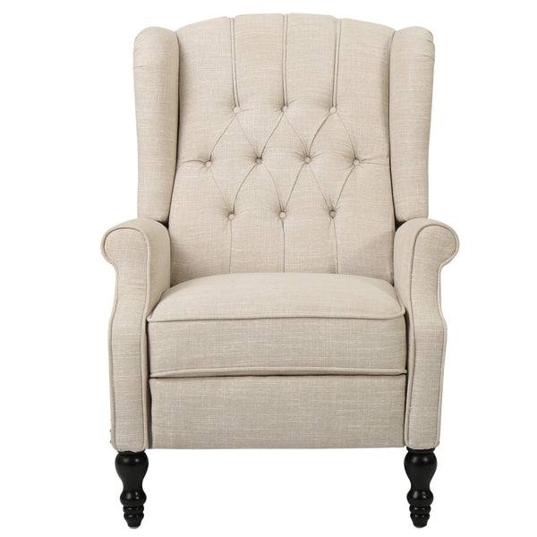 English Elm Christopher Knight Home® - Light Beige Tufted Recliner Chair with Diamond Tufting, Padded Seat & Birch Legs for Modern Comfort 56992.00BEI