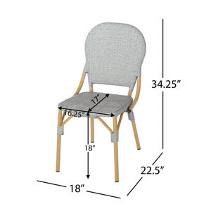 English Elm Outdoor Pe Rattan Bistro Chair Set of 2 with Powder-coated Aluminum Frame Patio 71420.00LBRN