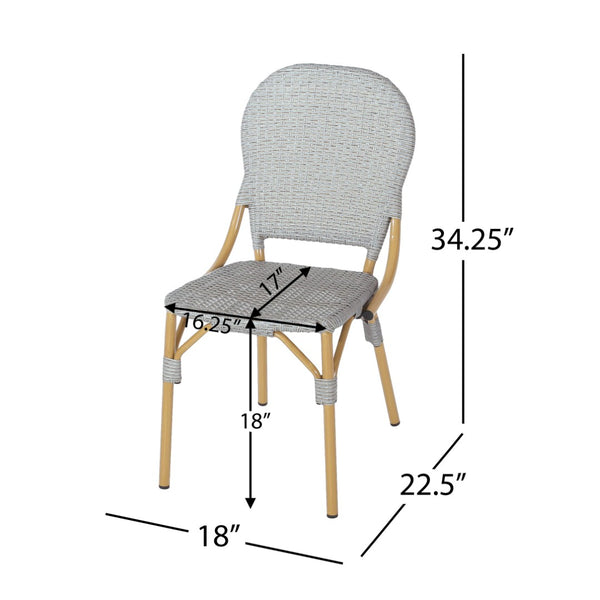 English Elm Outdoor Pe Rattan Bistro Chair Set of 2 with Powder-coated Aluminum Frame Patio 71420.00LBRN