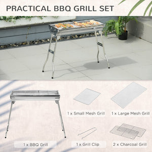 English Elm Portable Stainless Steel Folding Charcoal Bbq Grill for Camping Tailgate Backyard W2225142614