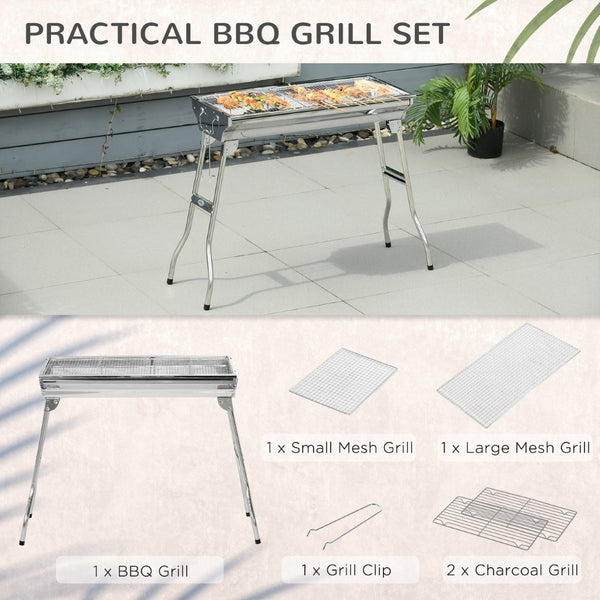 English Elm Portable Stainless Steel Folding Charcoal Bbq Grill for Camping Tailgate Backyard W2225142614