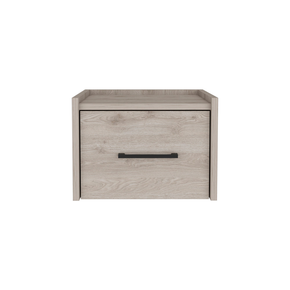 English Elm Floating Nightstand Calion Wall-Mounted Drawer Shelf, Light Gray Engineered Wood, Space-Saving Design B092142802