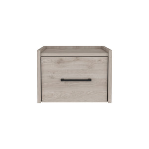 English Elm Floating Nightstand Calion Wall-Mounted Drawer Shelf, Light Gray Engineered Wood, Space-Saving Design B092142802