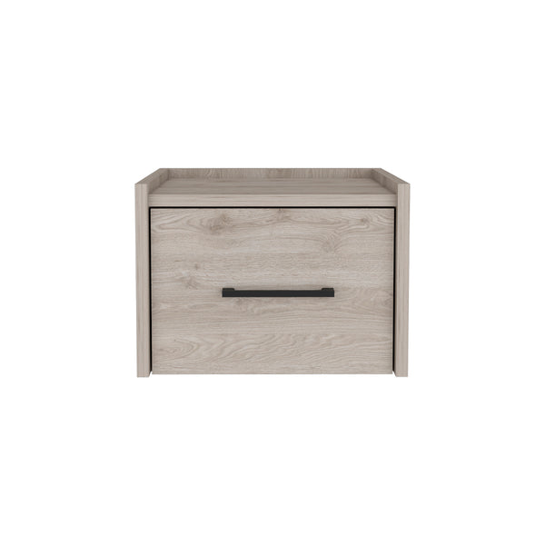 English Elm Floating Nightstand Calion Wall-Mounted Drawer Shelf, Light Gray Engineered Wood, Space-Saving Design B092142802