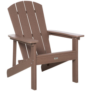 English Elm Adirondack Faux Wood HDPE Patio Chair with Waterfall Seat, Wide Arms, Weather-Resistant Brown, 330 lbs W2225142496