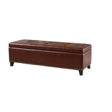 Christopher Knight Home® - Noble House - Gavin Contemporary Storage Ottoman with Nailhead Trim, Chestnut Brown