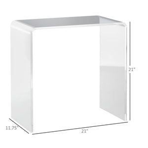 English Elm 21" Minimalist Acrylic Waterfall Coffee Table 15mm Thick Clear End Table, Nearly Unbreakable W2225142669