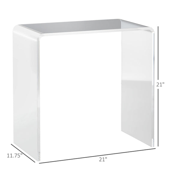 English Elm 21" Minimalist Acrylic Waterfall Coffee Table 15mm Thick Clear End Table, Nearly Unbreakable W2225142669