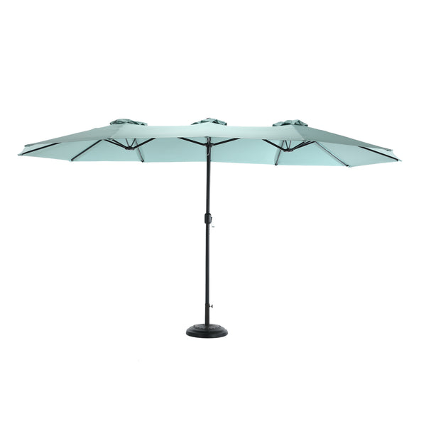 English Elm 14.8 Ft Oversized Double-Sided Rectangular Patio Umbrella with Crank, Steel Ribs, UV Protection Light Green W640140334