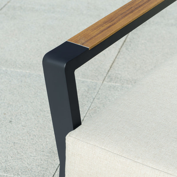 English Elm 4 Piece Patio Furniture Set - Cream White Aluminum Conversation Set with Widened Seats, Cushions, Wood-Trim Table W2225142491