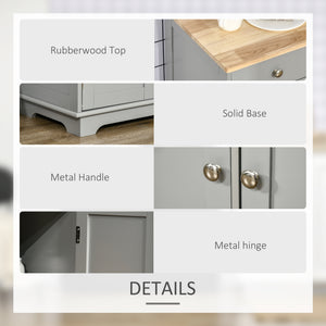 English Elm Sideboard Modern Buffet Cabinet with Magnet Door and Aluminum Handles, Large Storage & Adjustable Shelf Gray W2225142655