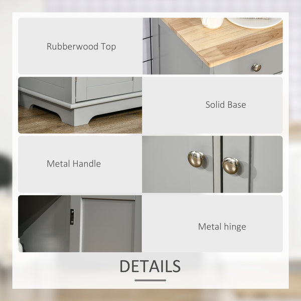English Elm Sideboard Modern Buffet Cabinet with Magnet Door and Aluminum Handles, Large Storage & Adjustable Shelf Gray W2225142655
