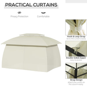English Elm 10' 10ft Steel Frame Outdoor Gazebo with Vented Canopy Curtain Walls and Uv Shade W2225142542