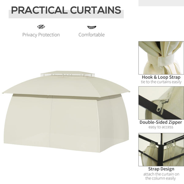 English Elm 10' 10ft Steel Frame Outdoor Gazebo with Vented Canopy Curtain Walls and Uv Shade W2225142542