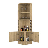 English Elm Corner Bar Cabinet Papprika, Living Room, Aged Oak