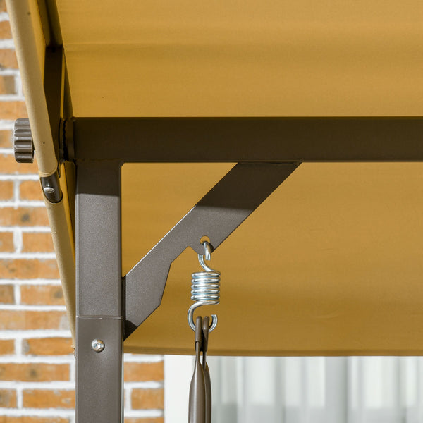 English Elm 3-Seat Patio Swing Chair with 660lb Capacity, Padded Cushion, 3 Pillows & Adjustable 140° Canopy Brown W2225142478