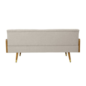 English Elm Aidan Tufted Fabric Sofa with Diamond Stitching and Gold Tipped Rubberwood Legs Beige 61688.00BGE