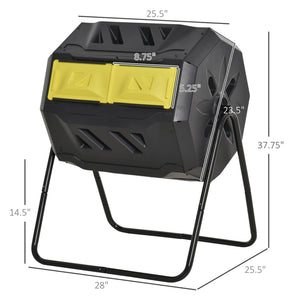 English Elm Tumbling Dual Chamber Outdoor Composter Rotating 43 Gallon Steel Frame Garden Bin W2225142616