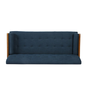 English Elm Aidan Tufted Fabric Sofa with Diamond Stitching and Gold Tipped Rubberwood Legs Navy Blue 61688.00NBLU