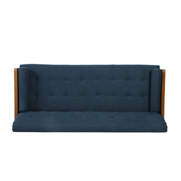 English Elm Aidan Tufted Fabric Sofa with Diamond Stitching and Gold Tipped Rubberwood Legs Navy Blue 61688.00NBLU