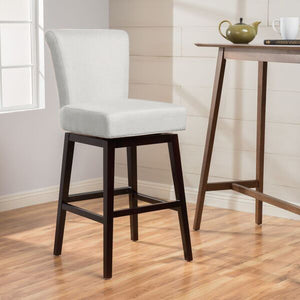 English Elm Christopher Knight Home® - SWIVEL Counter Stool Beige & Black Fabric Upholstered Seat with Wooden Legs, Cozy Swivel Comfort 57178.00FWHT