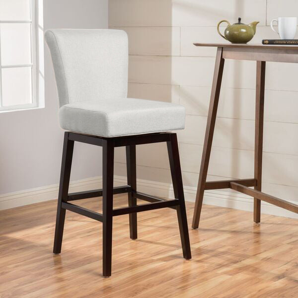 English Elm Christopher Knight Home® - SWIVEL Counter Stool Beige & Black Fabric Upholstered Seat with Wooden Legs, Cozy Swivel Comfort 57178.00FWHT