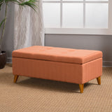 Christopher Knight Home® - Noble House - Harper Orange Fabric Storage Ottoman