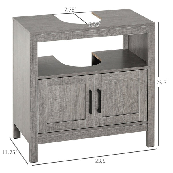 English Elm Kleankin Pedestal Sink Base Cabinet with Adjustable Shelf and Double Door Storage W2225142650
