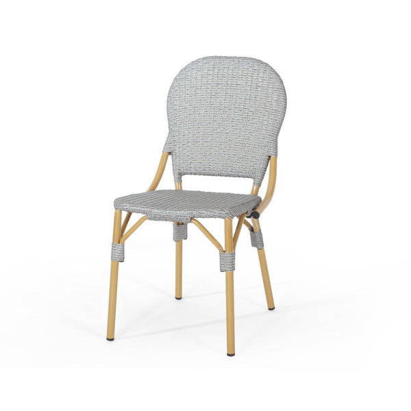 English Elm Outdoor Pe Rattan Bistro Chair Set of 2 with Powder-coated Aluminum Frame Patio 71420.00LBRN