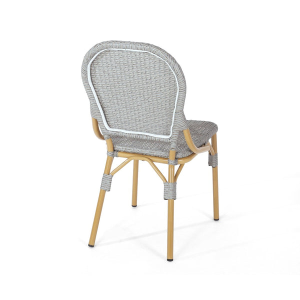 English Elm Outdoor Pe Rattan Bistro Chair Set of 2 with Powder-coated Aluminum Frame Patio 71420.00LBRN
