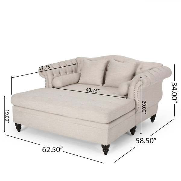 English Elm Christopher Knight Home® - Loveseat Double Chaise Lounge – Timeless Beige Upholstery, Elegant Design, And Ultimate Comfort Retreat 68105.00AFBGE_68105.00BFBGE