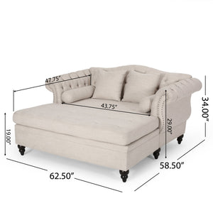 English Elm Christopher Knight Home® - Loveseat Chaise Lounge Replacement Seat - Elegant Beige Upholstery With Classic Detailing & Pillows 68105.00AFBGE