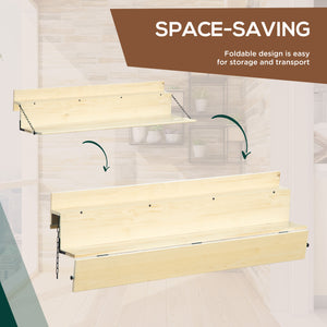 English Elm Hanging Spruce Balcony Table — Foldable Outdoor Railing Bar Desk, Weatherproof, Fits 3.9" Thick Rails W2225142492