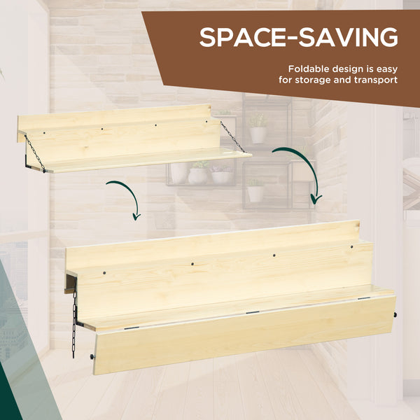 English Elm Hanging Spruce Balcony Table — Foldable Outdoor Railing Bar Desk, Weatherproof, Fits 3.9" Thick Rails W2225142492