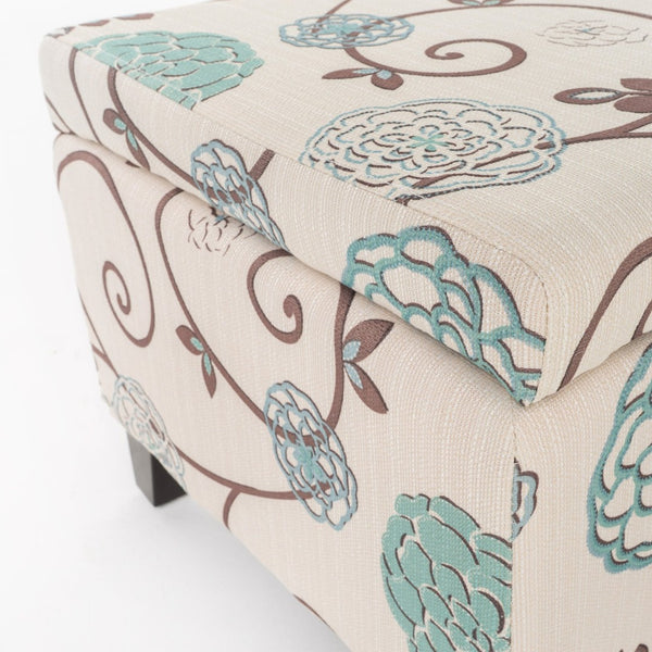 English Elm Storage Ottoman Upholstered Bench with Hidden Compartment for Living Room Seating 67218.00WBLU