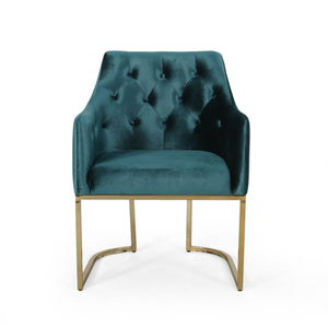 English Elm Christopher Knight Home® - CLUB Plush Altay Velvet Armchair with Gold Accents and Curved Modern Glam Design, Luxe Accent Seat Teal 65362.00T