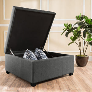 English Elm Carlsbad Tufted Waffle Lid Square Ottoman with Birch Legs for Living Room Storage 73426.00FDGY