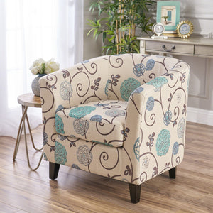 Christopher Knight Home® - Noble House - Preston White and Blue Fabric Club Chair