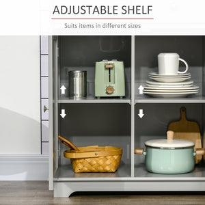 English Elm Sideboard Modern Buffet Cabinet with Magnet Door and Aluminum Handles, Large Storage & Adjustable Shelf Gray W2225142655