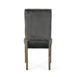 English Elm Dining Chairs Set of 2 Button Tufted Upholstered Seats with Weathered Wood Legs 72611.00NVLT
