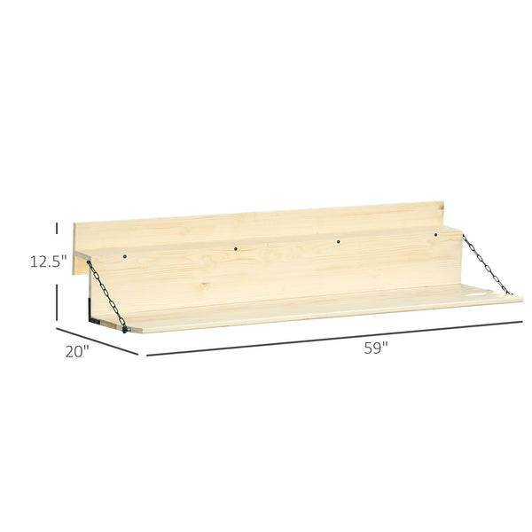 English Elm Hanging Spruce Balcony Table — Foldable Outdoor Railing Bar Desk, Weatherproof, Fits 3.9" Thick Rails W2225142492