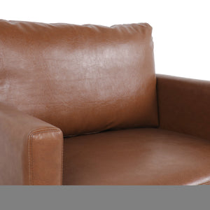 English Elm Christopher Knight Home® - CLUB Chair Light Brown Faux Leather Mid-Century Modern Accent Seat with Tapered Birch Legs, Cozy Retreat 71813.00