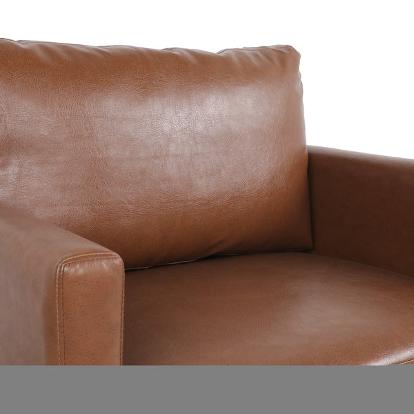 English Elm Christopher Knight Home® - CLUB Chair Light Brown Faux Leather Mid-Century Modern Accent Seat with Tapered Birch Legs, Cozy Retreat 71813.00