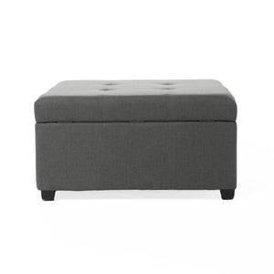 English Elm Carlsbad Tufted Waffle Lid Square Ottoman with Birch Legs for Living Room Storage 73426.00FDGY