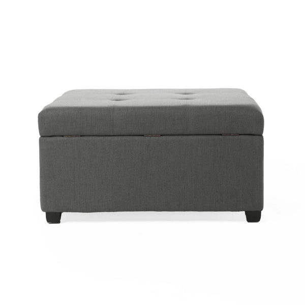 English Elm Carlsbad Tufted Waffle Lid Square Ottoman with Birch Legs for Living Room Storage 73426.00FDGY