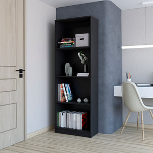 English Elm Bookcase Benzoni Engineered Wood Black – Four-Tier Office Storage, Space-Saving Shelves, Timeless Design (96) B092142811