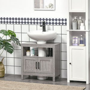 English Elm Kleankin Pedestal Sink Base Cabinet with Adjustable Shelf and Double Door Storage W2225142650