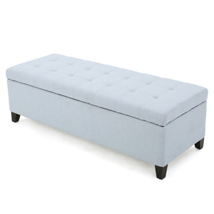 English Elm Christopher Knight Home® - Upholstered Storage Ottoman Bench with Flip-Top Compartment for Extra Seating, Footrest, Durable Elegance Light Blue 68087.00LSKY