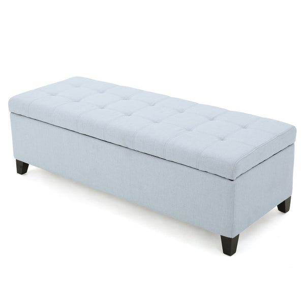 English Elm Christopher Knight Home® - Upholstered Storage Ottoman Bench with Flip-Top Compartment for Extra Seating, Footrest, Durable Elegance Light Blue 68087.00LSKY